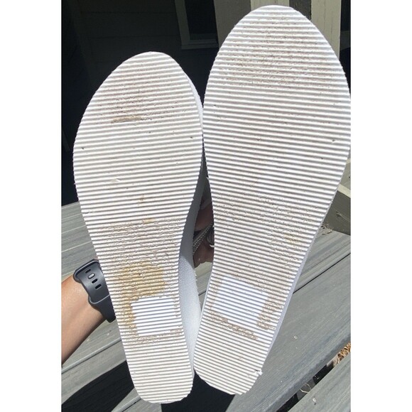 SO Platform Wedge Flip Flops Womens White Rhinestone Sparkly Good Y2K Sandals - Picture 6 of 6